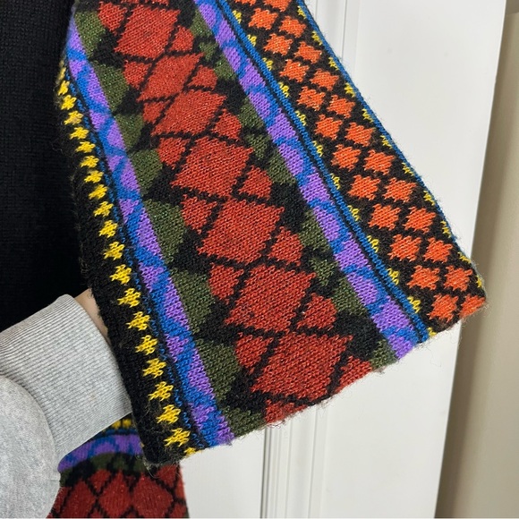 Vintage Boho 70’s Open Front Geo Knit Mid Long Cardigan Duster Sweater Sz M - Picture 6 of 7